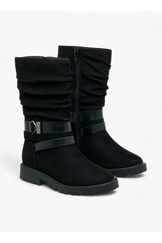 Strap Accent High Cut Boots with Zip Closure