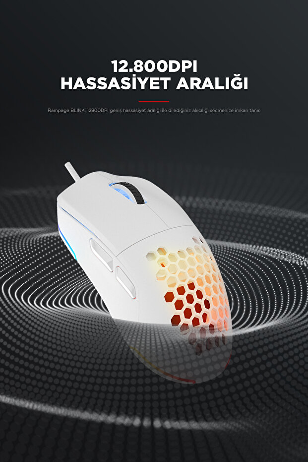 Blink Beyaz Rgb Makrolu 12800 Dpi E-spor Örgü Kablo Profesyonel Gaming Mouse Oyuncu Mouse - 6