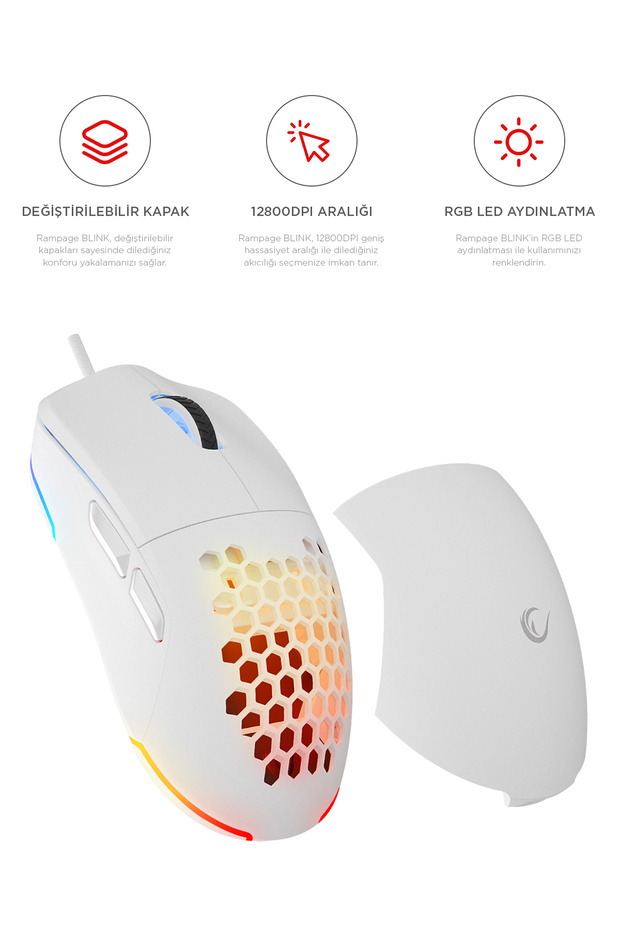 Blink Beyaz Rgb Makrolu 12800 Dpi E-spor Örgü Kablo Profesyonel Gaming Mouse Oyuncu Mouse - 3