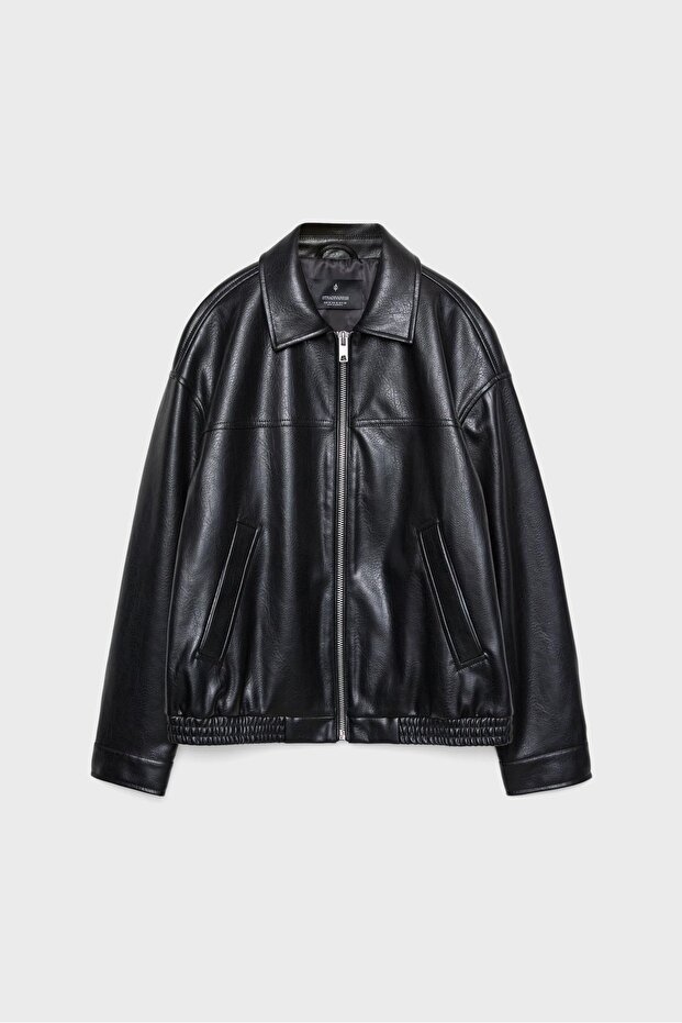 Oversize leather effect jacket - 5