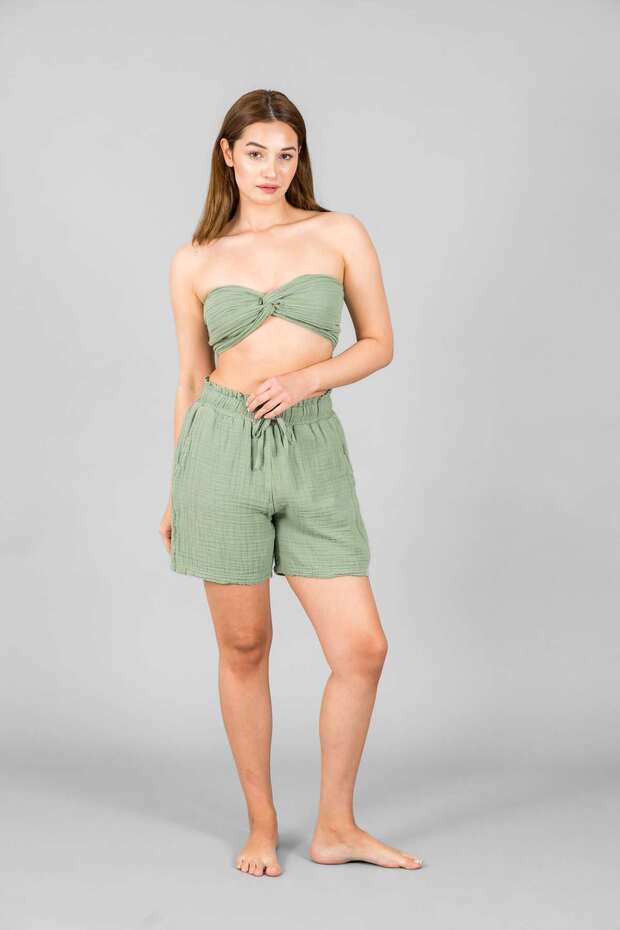 Women's Shorts-Crop Top Set