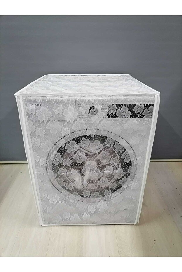 Transparent Floral Patterned Zippered Washing Machine and Dryer Cover