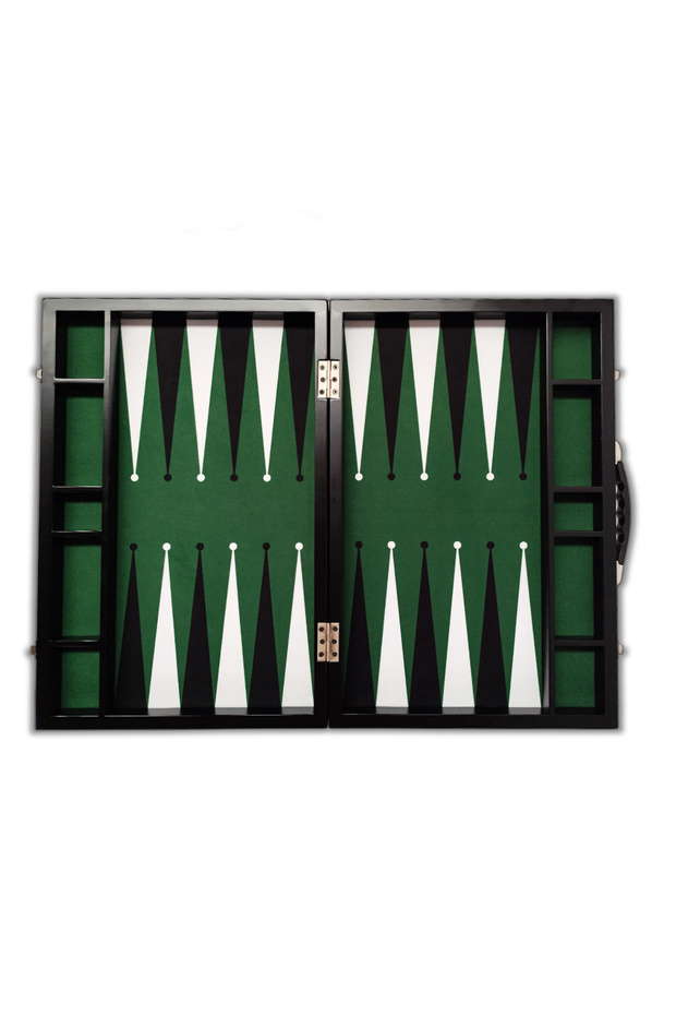 Master Tournament Table - Black Leather, Green Fabric Floor