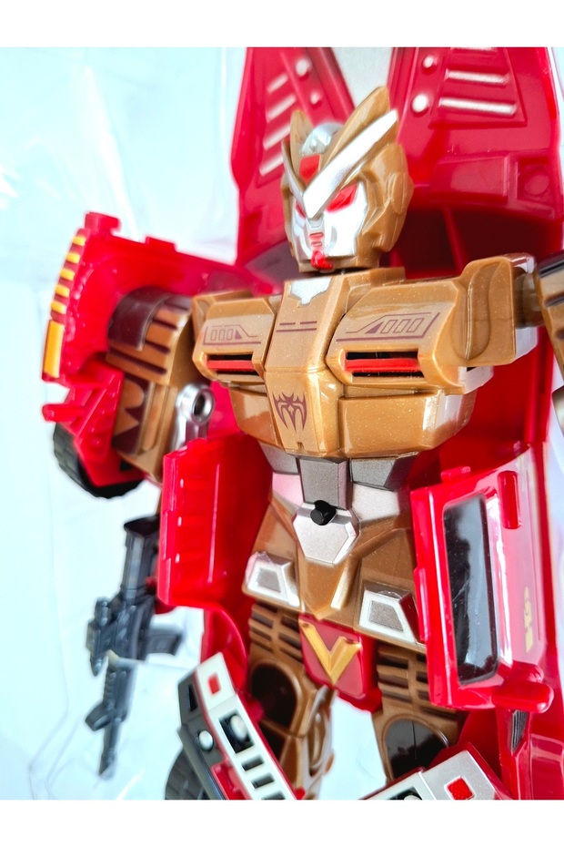 Transformers Tarzı Arabaya Dönüşen Sesli ve Işıklı Robot 22cm Dönüşüm Robot Oyuncak - 3