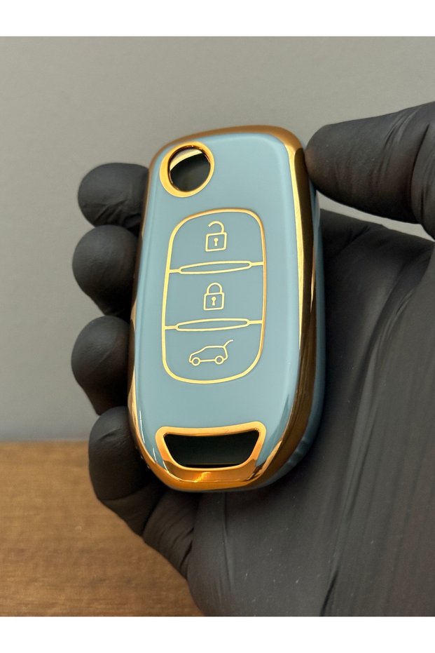 Renault -Talisman-Megane4Compatible-Taliant-Sustalı 3 Button Silicone Key Protection Case Gray Color