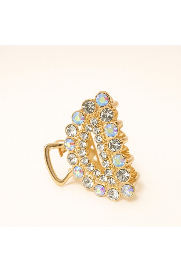 Women's Stone Detailed Hair Clip (Gold Color)