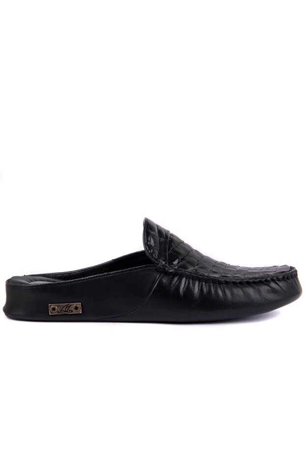 - Genuine Leather Black Men's Slippers 110-547-X