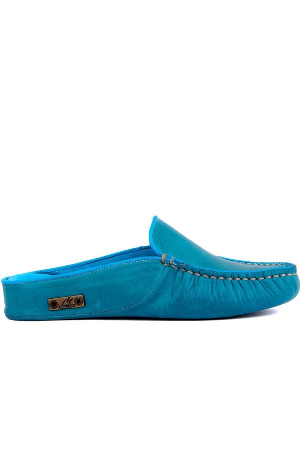 - Green Leather Women's House Slippers 109-557-X