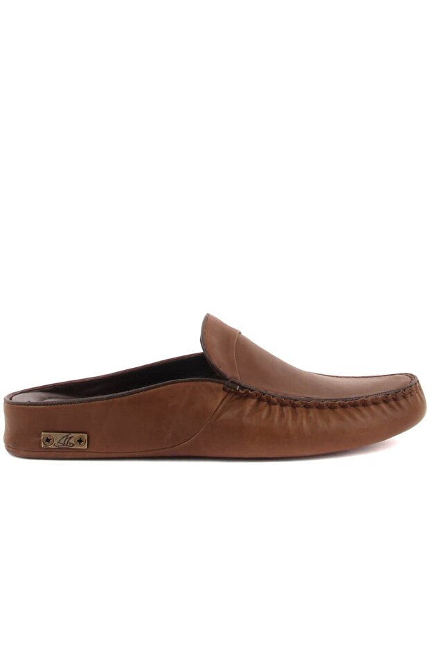 - Brown Leather Men's House Slippers 110-547-X