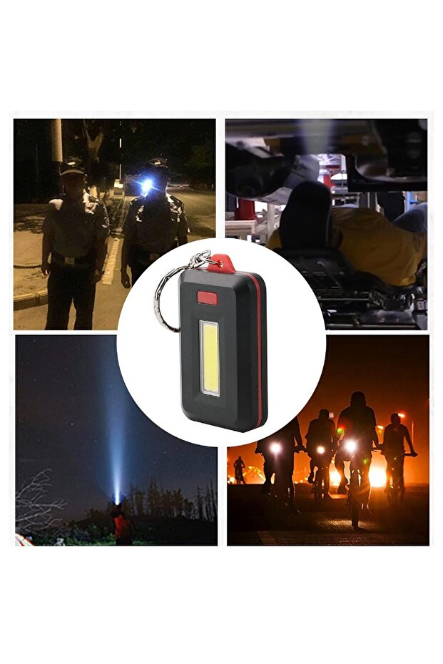 3 ADET Pilli Ve Güçlü Işık Açma-kapama Tuşlu Cob Ledli Anahtarlık Fener - 4