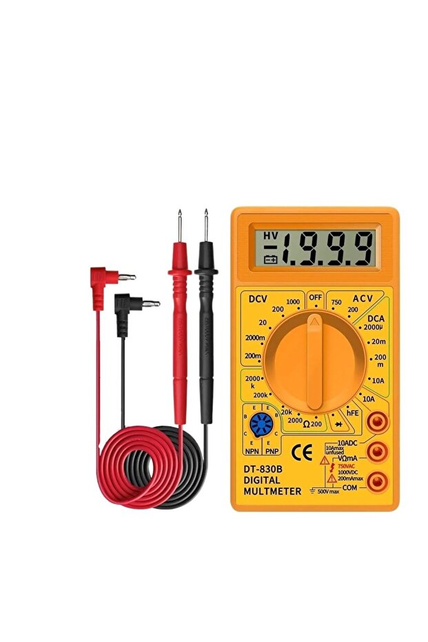 yellow Digital Multimeter Tester, DT830B Electrical Voltmeter Ammeter Portable Volt Multi Meter Car