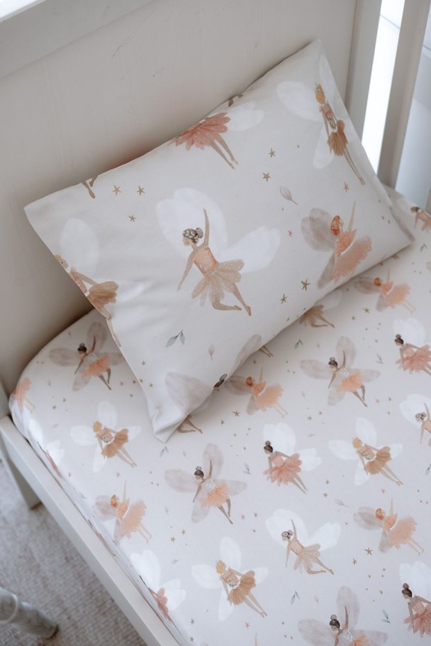 Ballerina Fairies Baby Elastic Sheet Set (80X140+15) - Fairy Garden