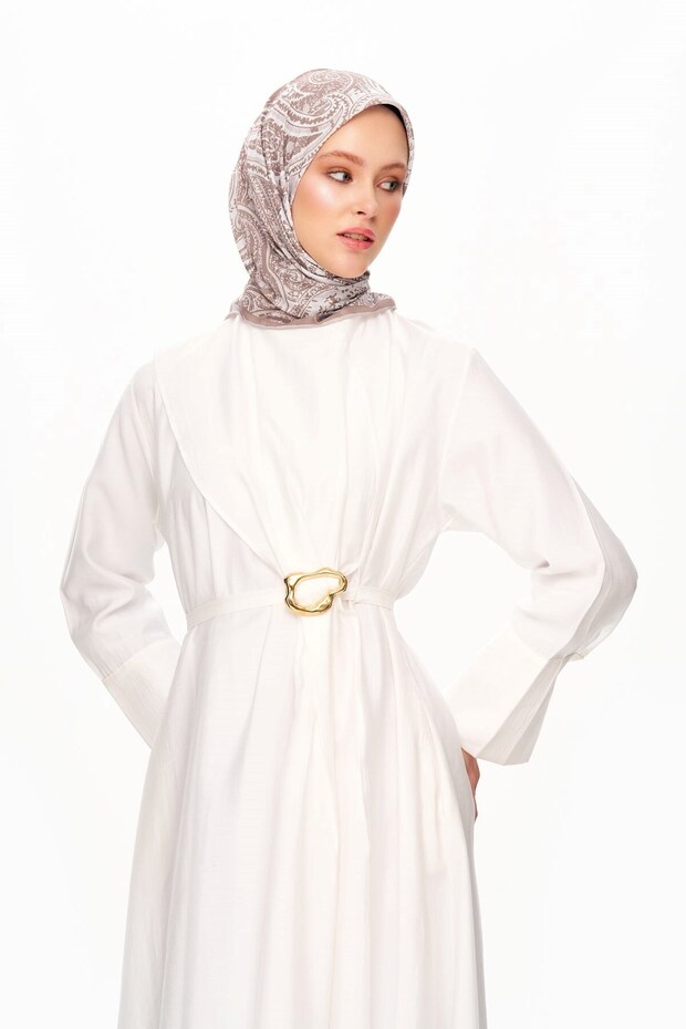 Eșarfă Elegance Celeste Superior Soft Square cu model etnic Bej - 3