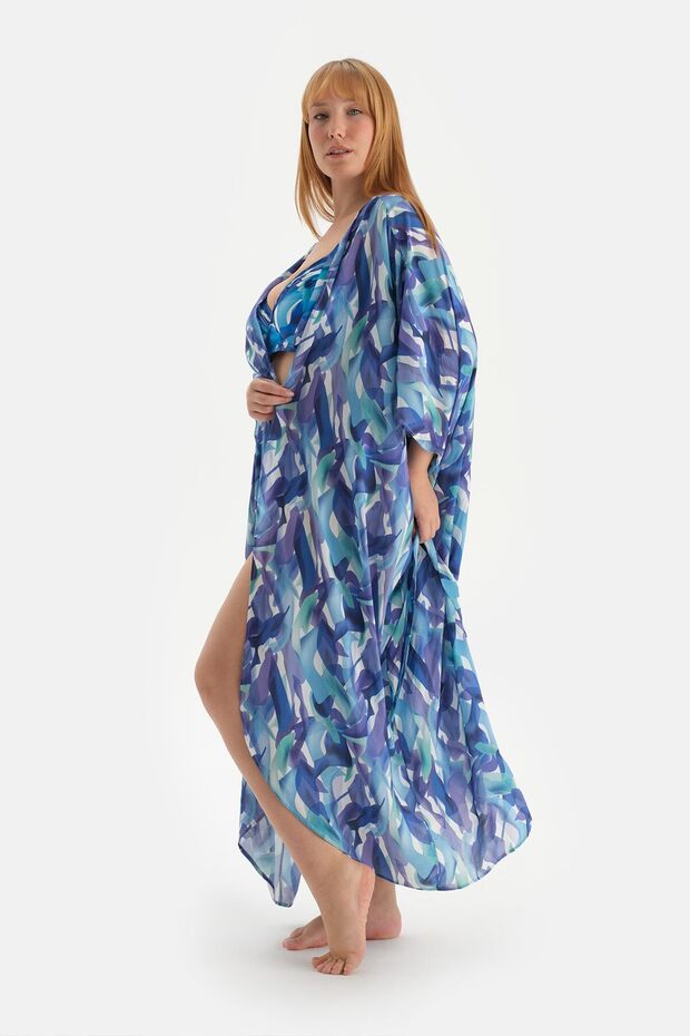 Mavi Kısa Kimono - 4