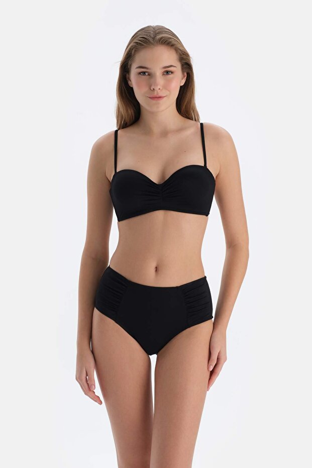 Siyah Yanı Drapeli Yüksel Bel Alt - 4