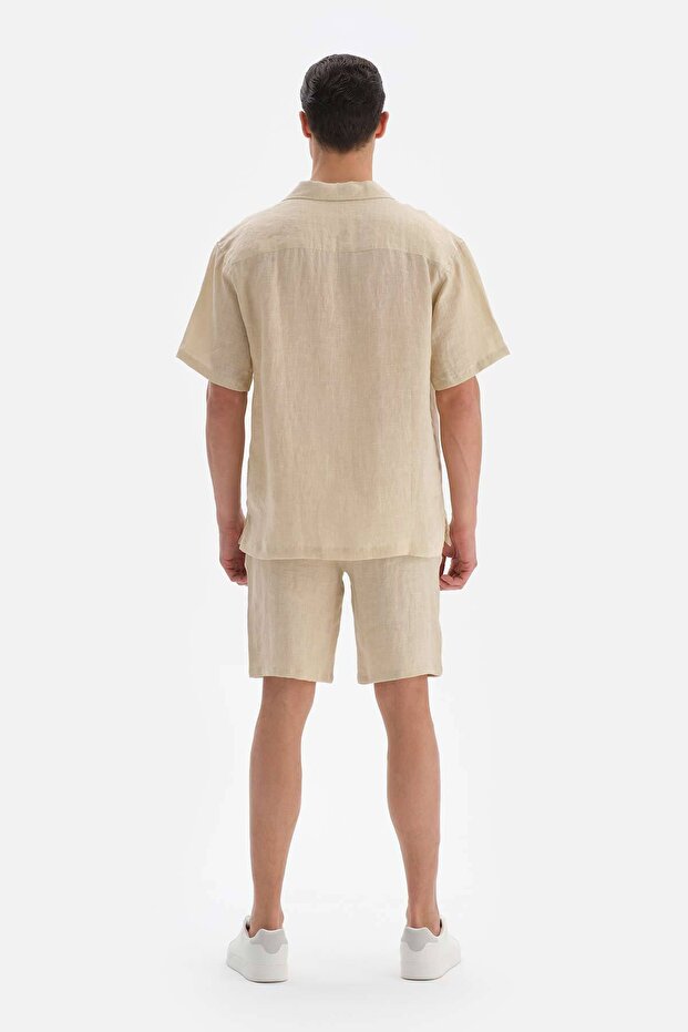 Bej Keten Şort - 3