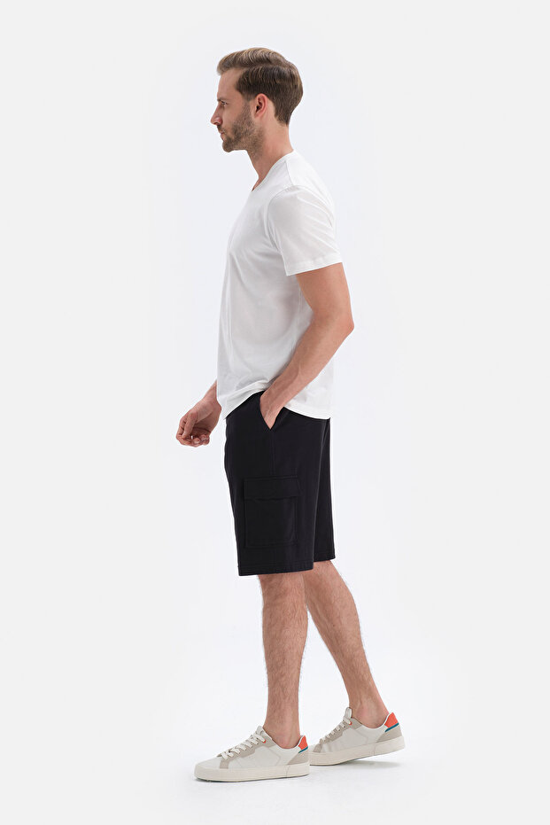 Siyah Kargo Cepli Şort - 3
