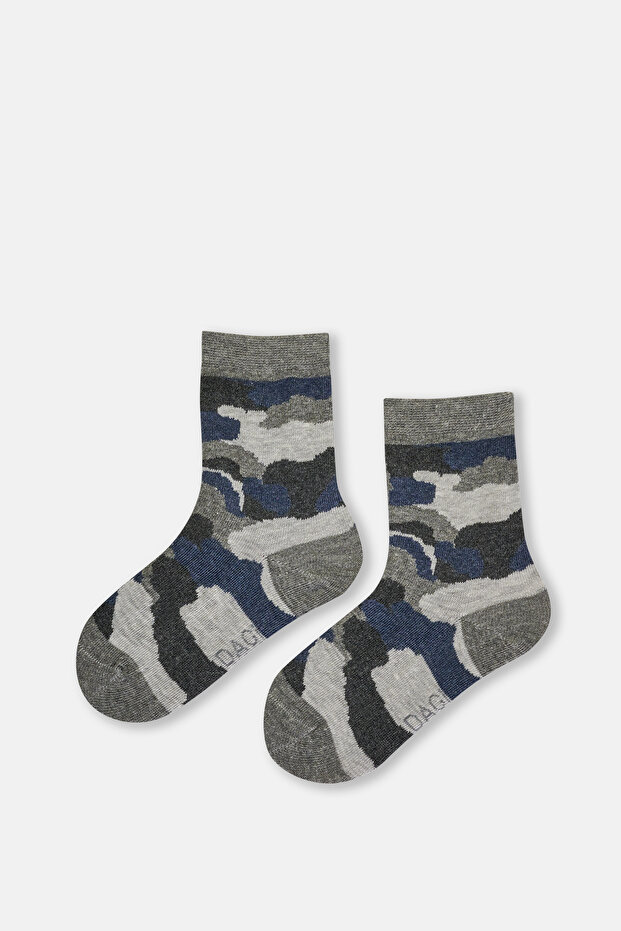 Gray Boy's Cloud Patterned Socks - 1