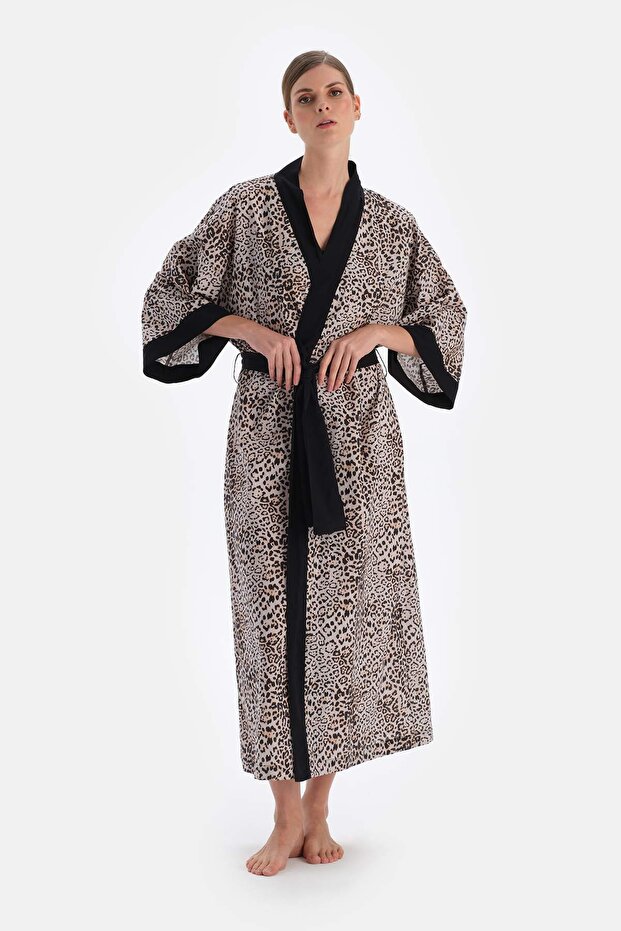 Brauner, langer Kimono - 4