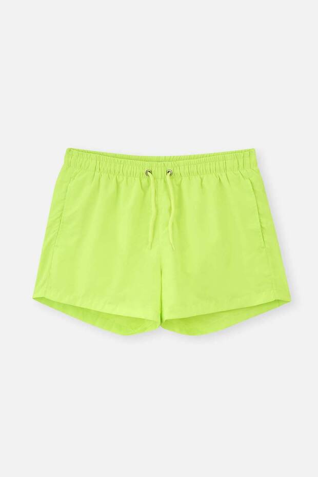 Neon Yeşil Micro Kısa Düz Şort - 1