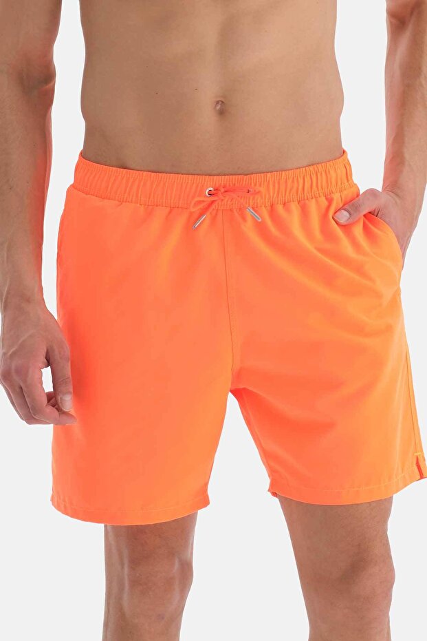 Neon Turucu Düz Orta Deniz Şortu - 6