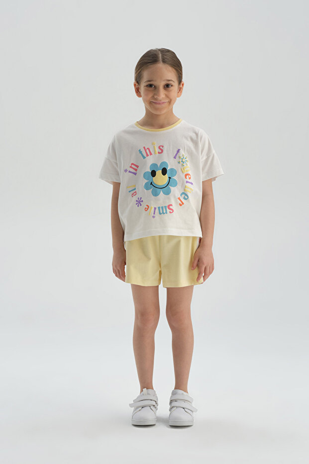 Sarı Pamuklu Şort - 1