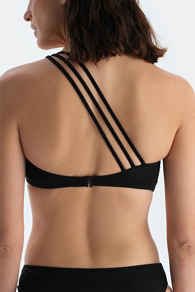 Siyah Tek Omuz Bikini Üst - 4