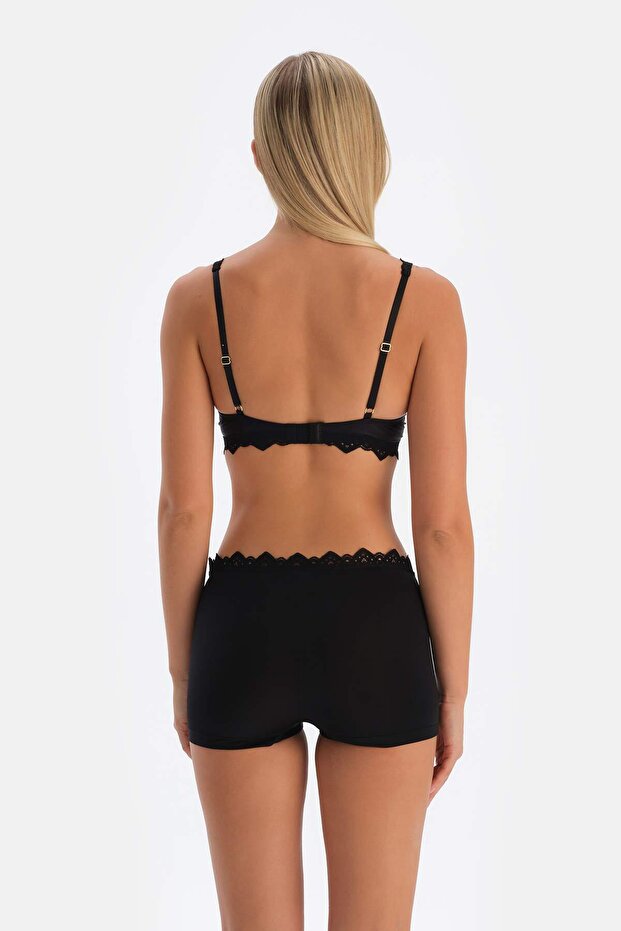 Siyah Dantel Detaylı Premıum Basıc Kadın Boxer - 2