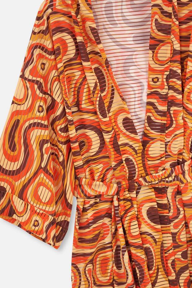 Kiremit - Turuncu Kısa Kimono - 8