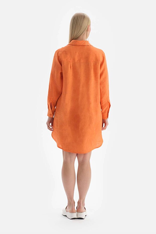 Turuncu Keten Gömlek - 2