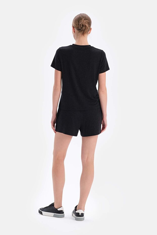 Siyah Soft Touch Basıc Şort - 2