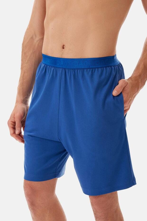 Lacivert-Mavi Örme Ikili Şort - 8