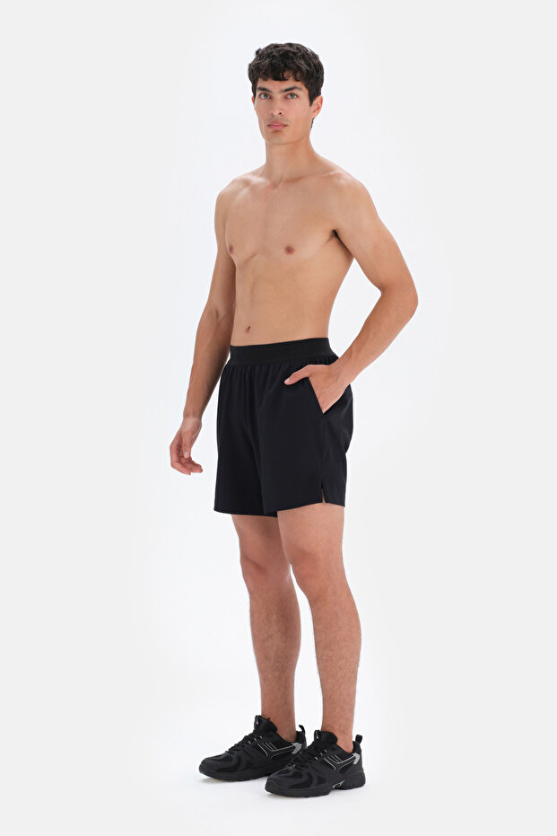 Siyah Active Taytlı Dokuma Şort - 7