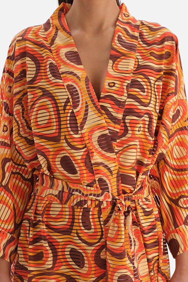 Kiremit - Turuncu Kısa Kimono - 3