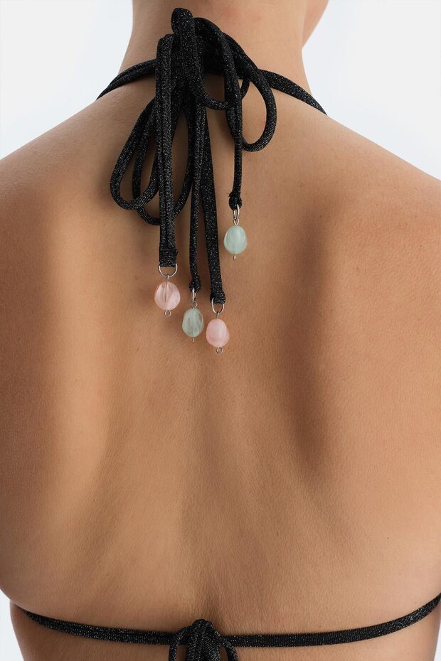 Siyah Üçgen Küçük Bikini Üst - 7