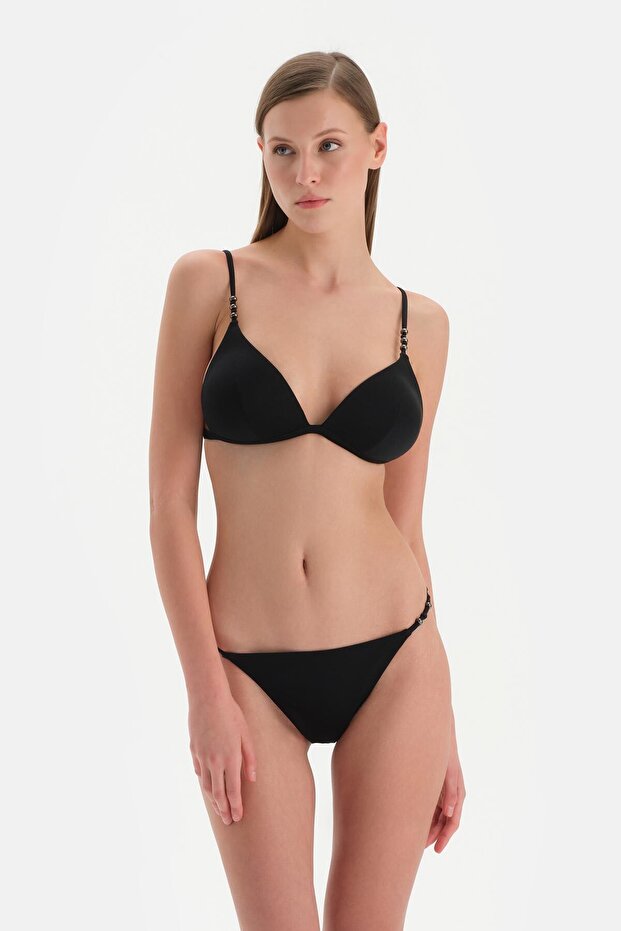 Siyah Üçgen Geniş Bikini Üst - 1