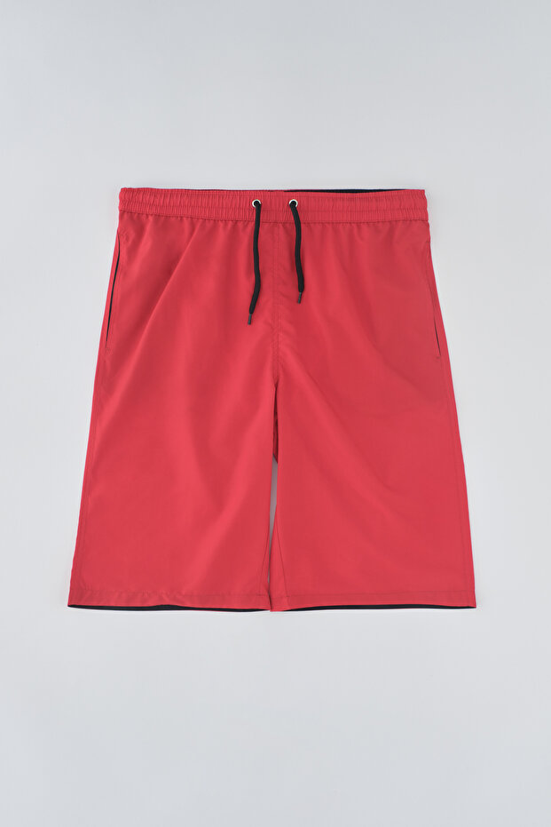 Kırmızı Micro Orta Düz Deniz Şortu - 4