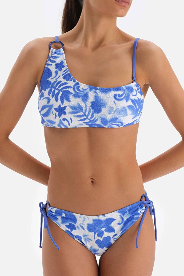 Blue - White Spaghetti Bikini Bottom - 4