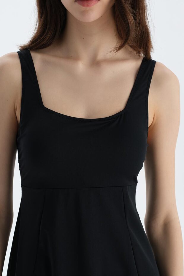 Siyah Kare Yaka Elbiseli Mayo - 6