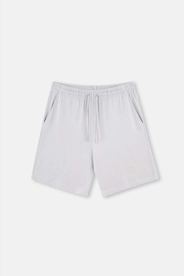 Gri-Indigo Indıgo- Pamuk Modal Ikili Örme Şort - 2