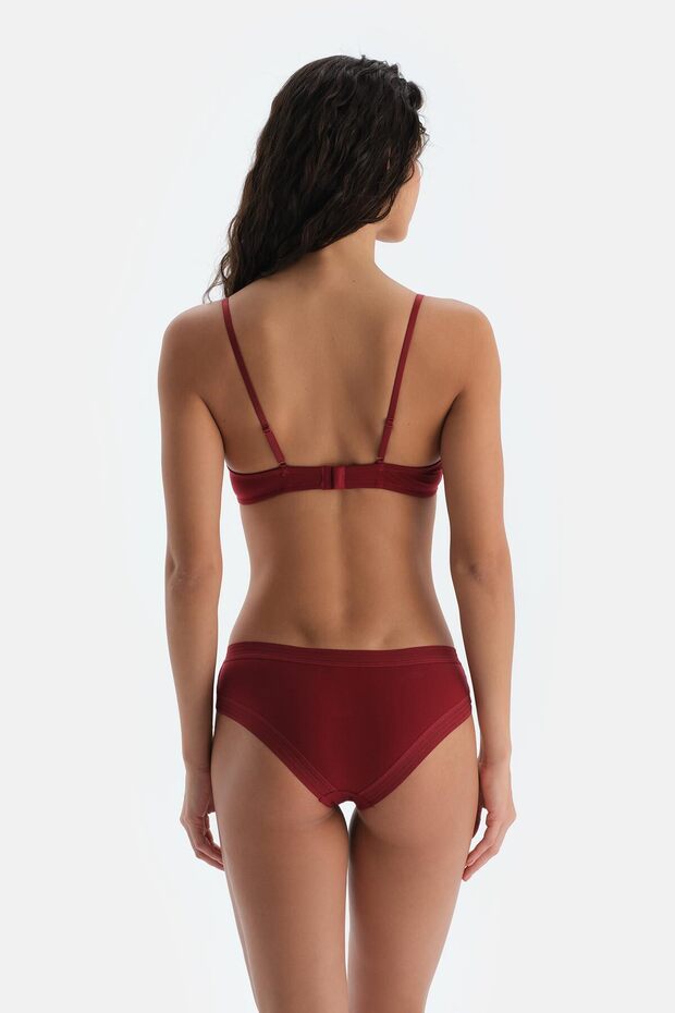 Bordo Basic Bel Dantel Detaylı Hipster Külot - 2