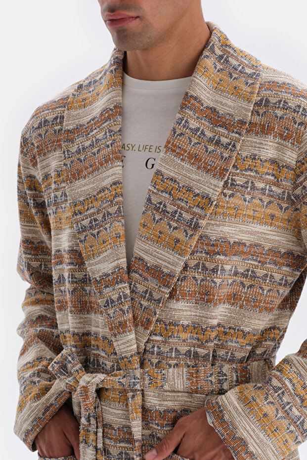 Multicolor Jakarlı Sabahlık - 4