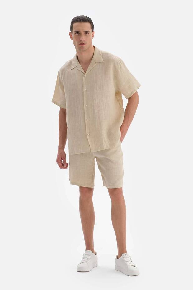 Bej Keten Kk. Gömlek - 6