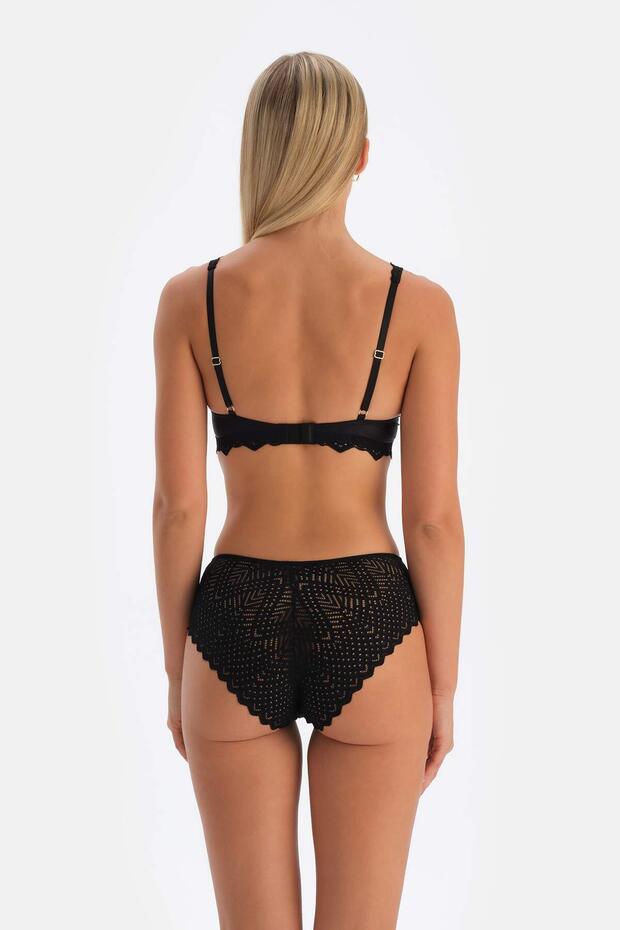 Siyah Dantel Detaylı Premıum Basıc Brıef Külot - 2