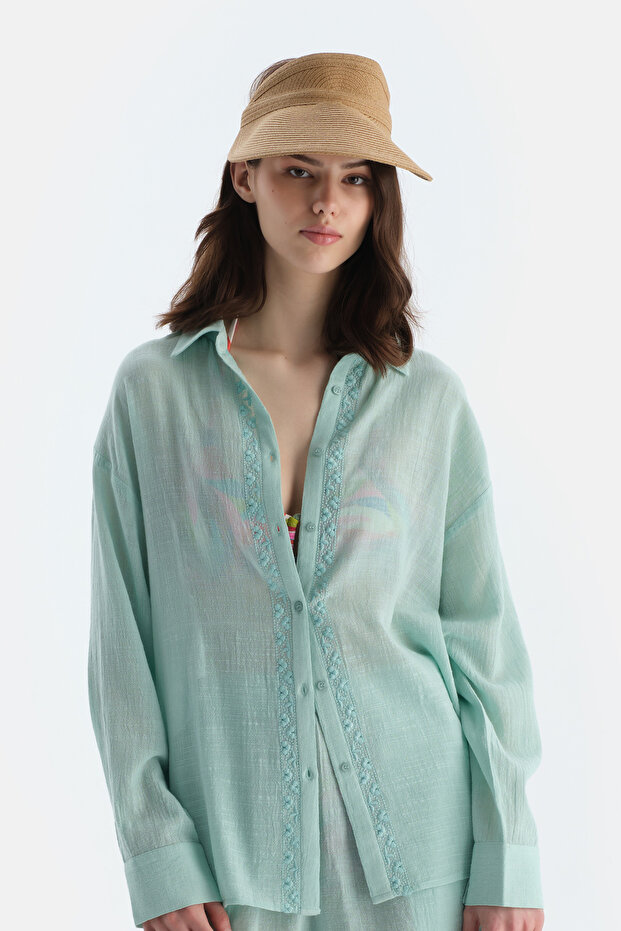 Bej Kadın Vizör Hasır Şapka - 2