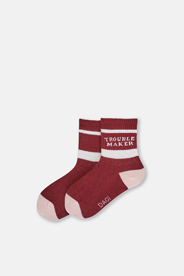 Pembe Kız Çocuk Trouble Maker Çorap 2'Li - 4
