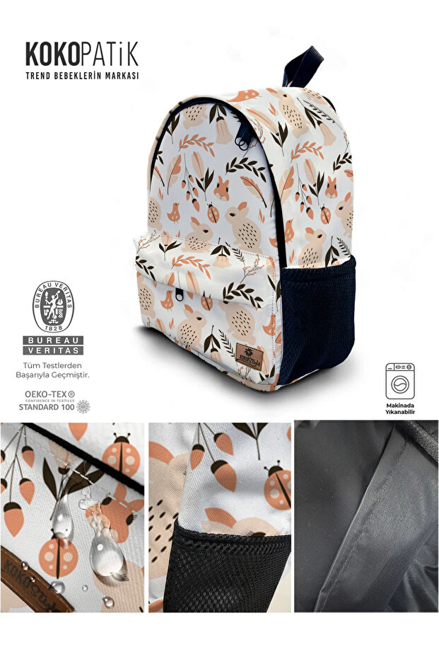 حقيبة مدرسية منقوشة على شكل أرنب السلمون - 3