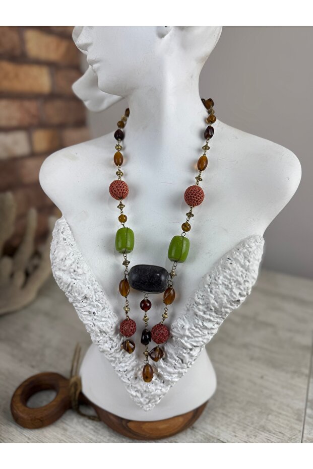 Taşlı bohem kolye - 2