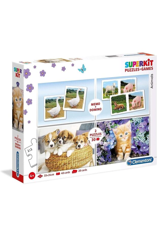 Puzzle 2x30 piese - Superkit 4 in 1 - Animals (2 Puzzles + Memory + Domino) - 1