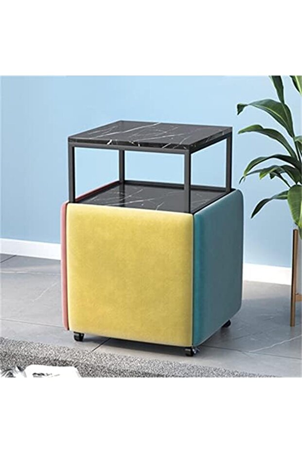 5 In 1 Seating Sofa Cube Table With Casters Stackable Table Chair Sets - 2